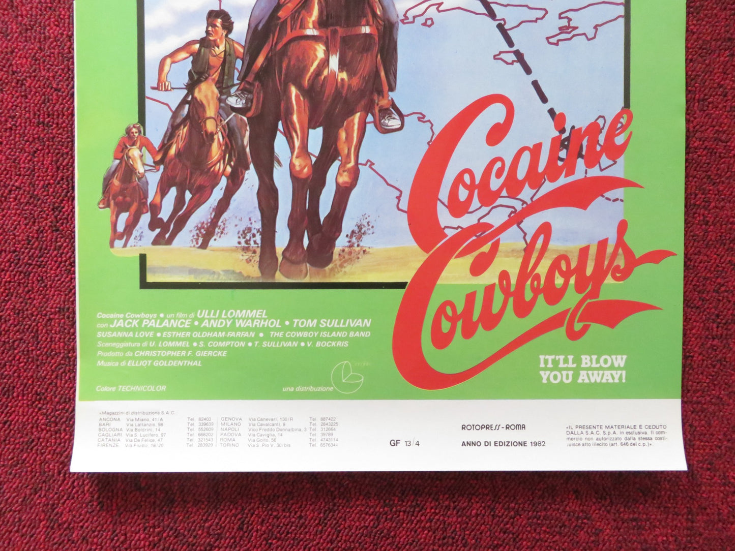 COCAINE COWBOYS ITALIAN LOCANDINA POSTER JACK PALANCE ANDY WARHOL 1982