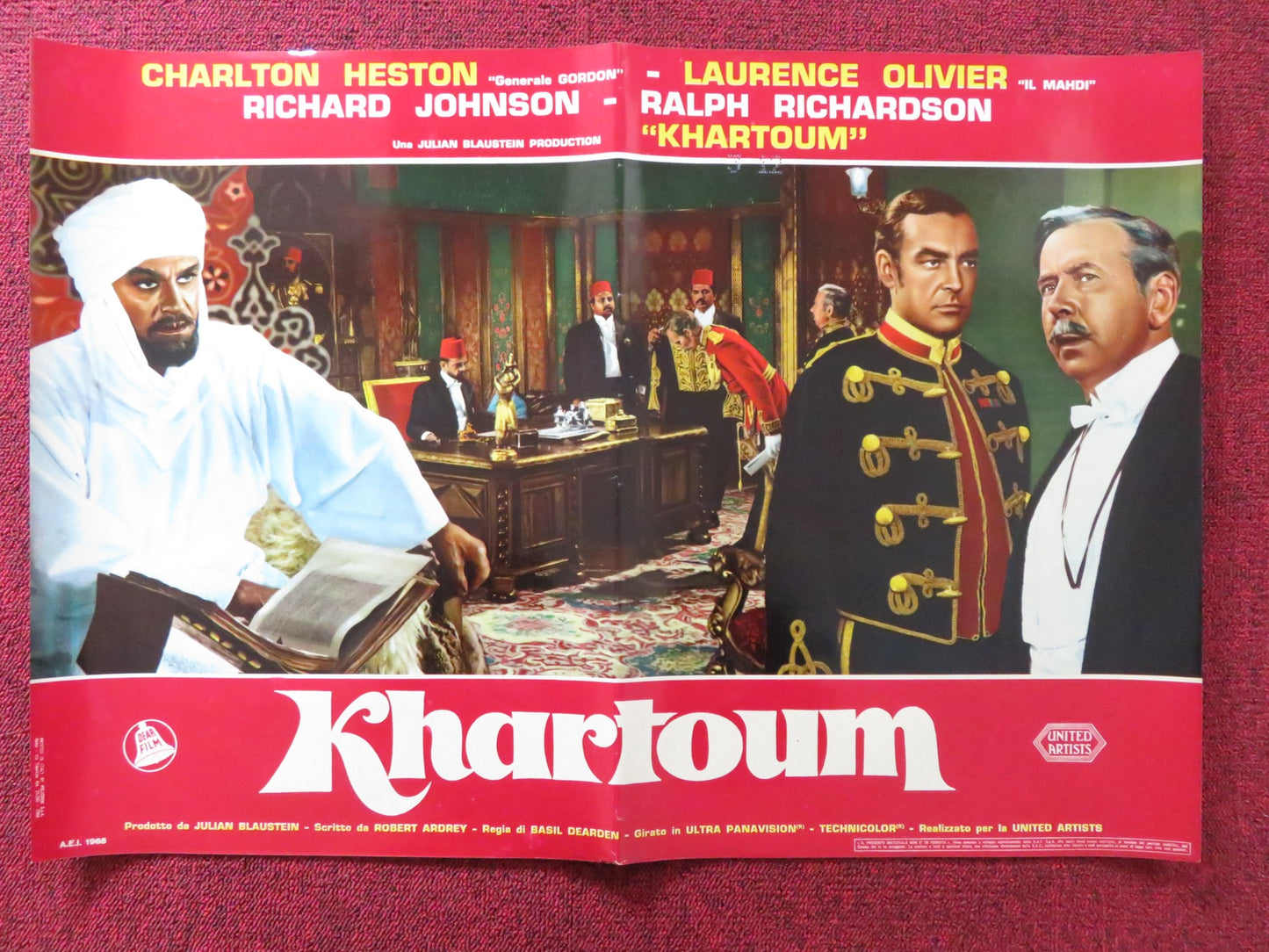 BATTLE FOR KHARTOUM - H ITALIAN FOTOBUSTA POSTER CHARLTON HESTON OLIVIER 1966