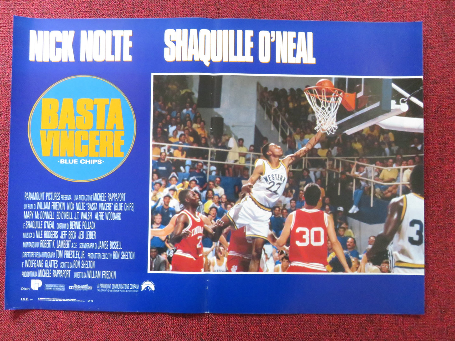 BLUE CHIPS - E ITALIAN FOTOBUSTA POSTER NICK NOLTE SHAQUILLE O'NEAL 1994