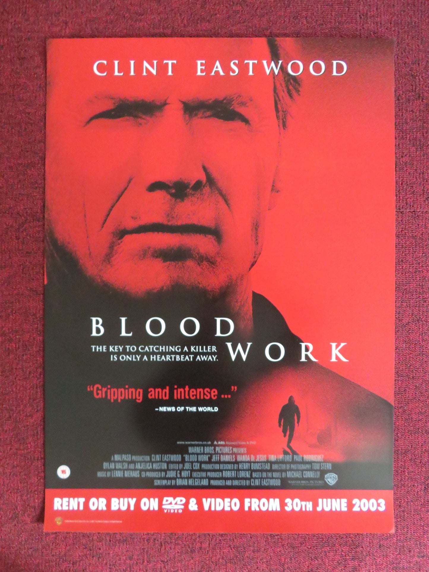 BLOOD WORK VHS VIDEO POSTER CLINT EASTWOOD JEFF DANIELS 2002