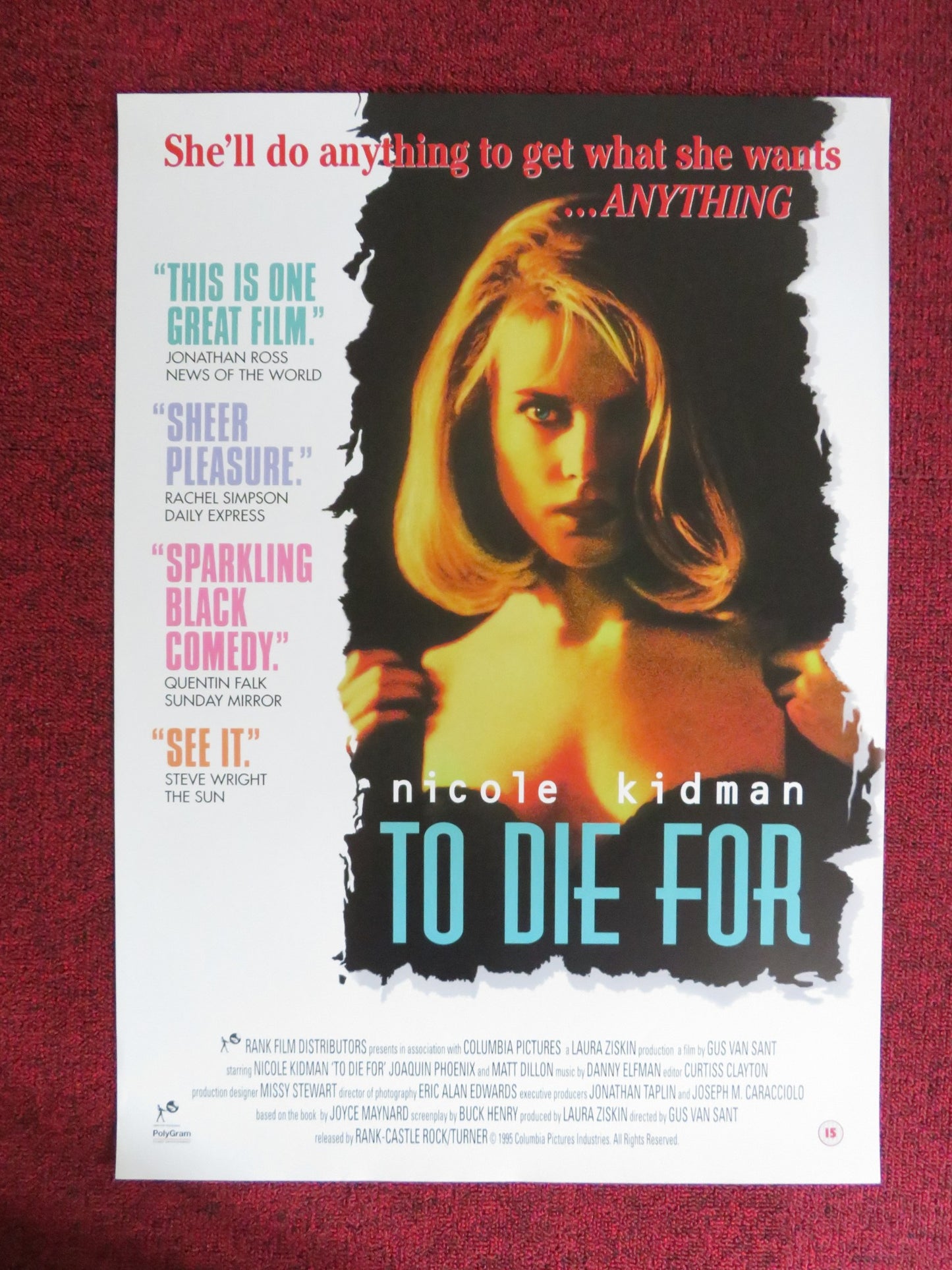 TO DIE FOR VHS VIDEO POSTER NICOLE KIDMAN MATT DILLON 1995