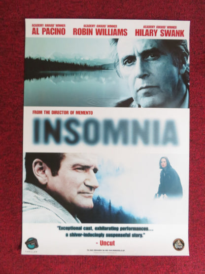 INSOMNIA VHS VIDEO POSTER AL PACINO ROBIN WILLIAMS 2002