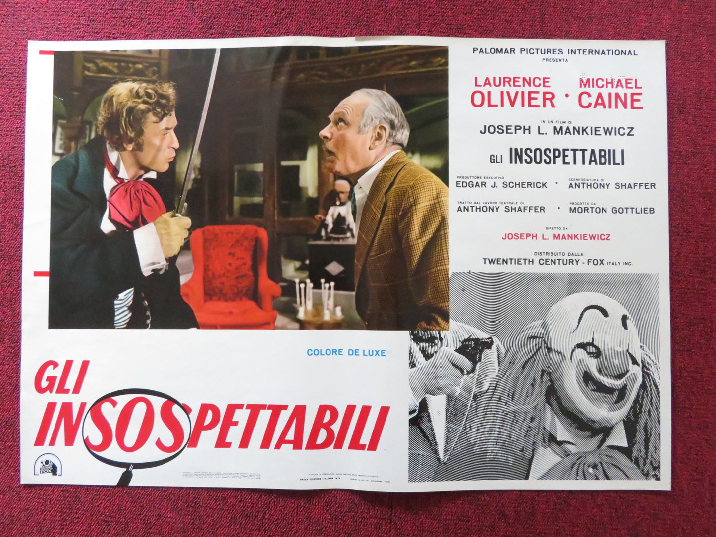 SLEUTH- B  ITALIAN FOTOBUSTA POSTER LAURENCE OLIVIER MICHAEL CAINE 1972