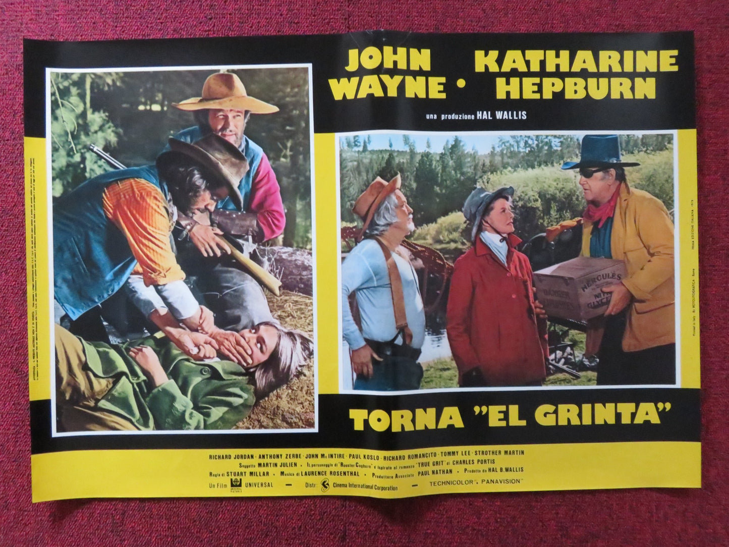 ROOSTER COGBURN -G ITALIAN FOTOBUSTA POSTER JOHN WAYNE KATHERINE HEPBURN 1975