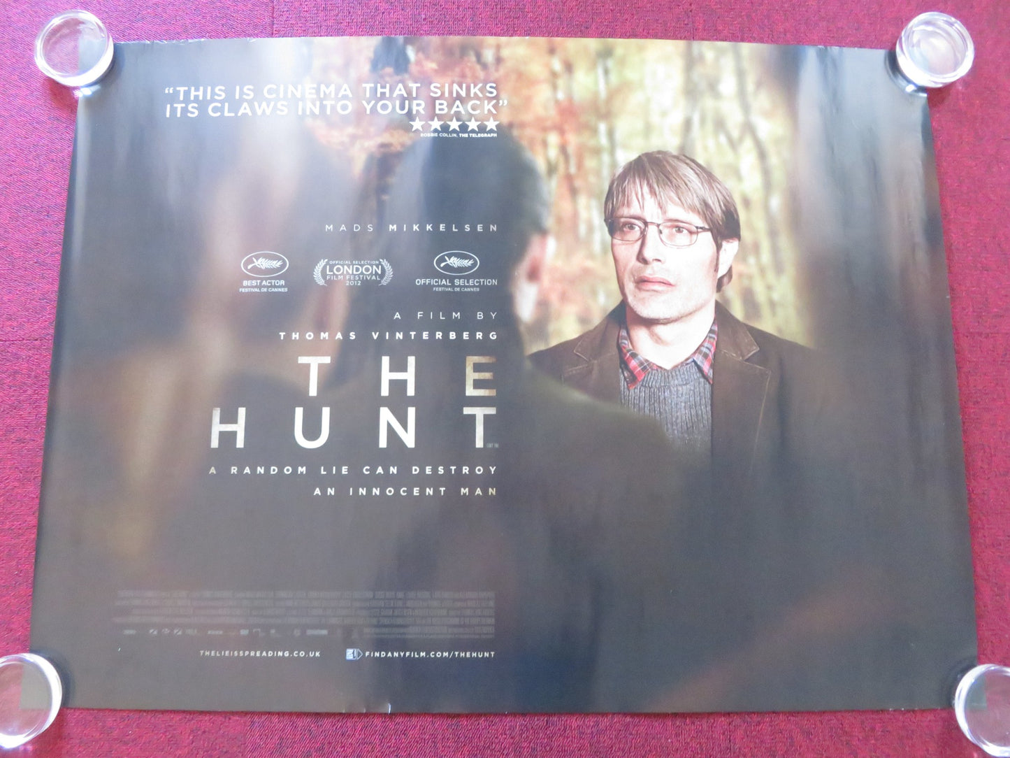 THE HUNT UK QUAD ROLLED POSTER MADS MIKKELSEN THOMAS BO LARSEN 2012