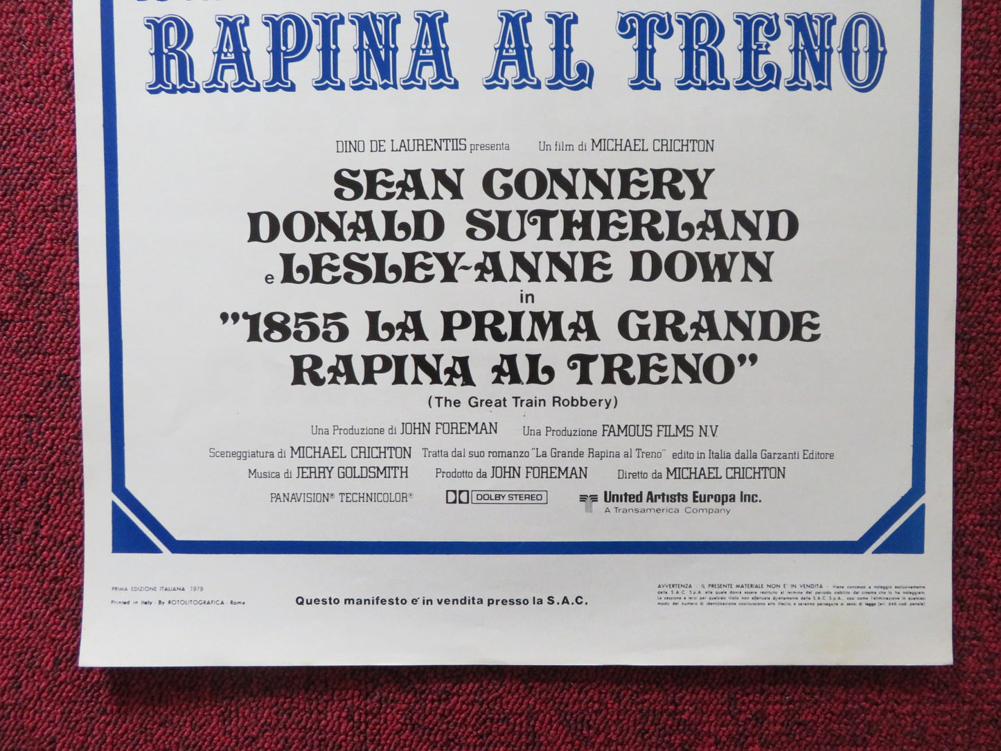 THE GREAT TRAIN ROBBERY ITALIAN LOCANDINA POSTER SEAN CONNERY D. SUTHERLAND 1979