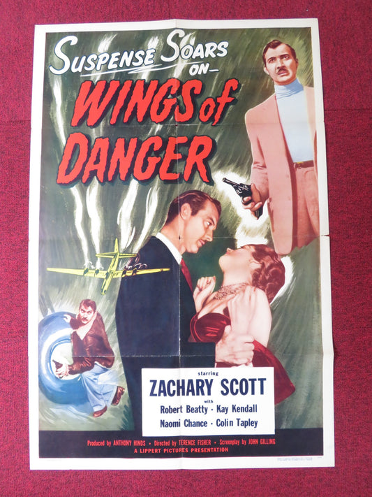 WINGS OF DANGER FOLDED US ONE SHEET POSTER ZACHARY SCOTT ROBERT BEATTY 1952