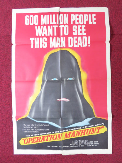 OPERATION MANHUNT FOLDED US ONE SHEET POSTER HARRY TOWNES IRJA JENSEN 1954