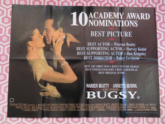 BUGSY UK ORIGINAL QUAD POSTER OSCAR NOMINATION WARREN BEATTY ANNETTE BENING RARE