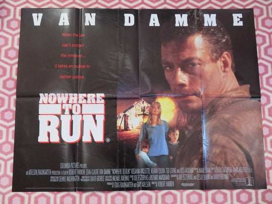 NOWHERE TO RUN UK ORIGINAL QUAD POSTER VAN DAMME ROSANNA ARQUETTE ACTION RARE