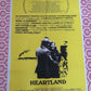 HEARTLAND 1979 US ORIGINAL ONE SHEET  POSTER RIP TORN RICHARD PEARCE