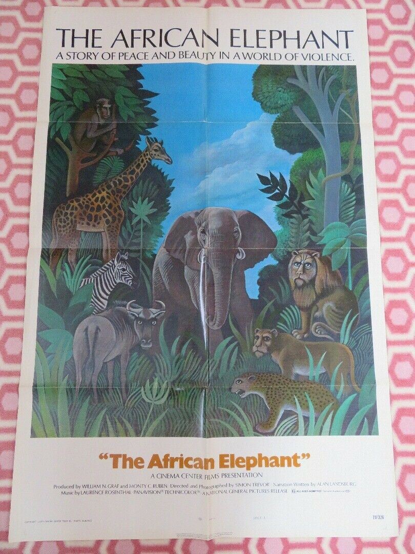 THE AFRICAN ELEPHANT US ORIGINAL ONE SHEET POSTER 1971 DAVID WAYNE