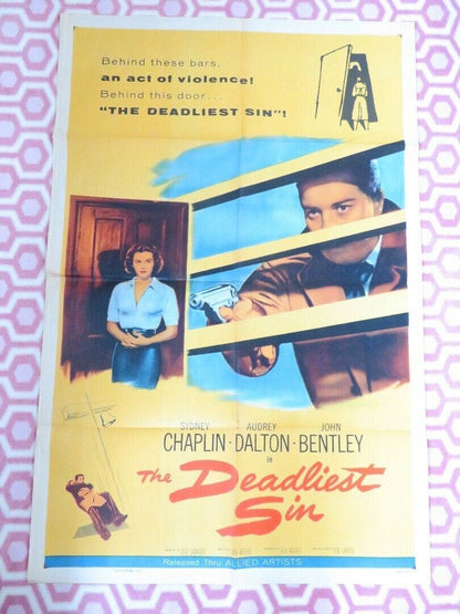 THE DEADLIEST SIN POSTER US ORIGINAL ONE SHEET CONFESSION KEN HUGHES