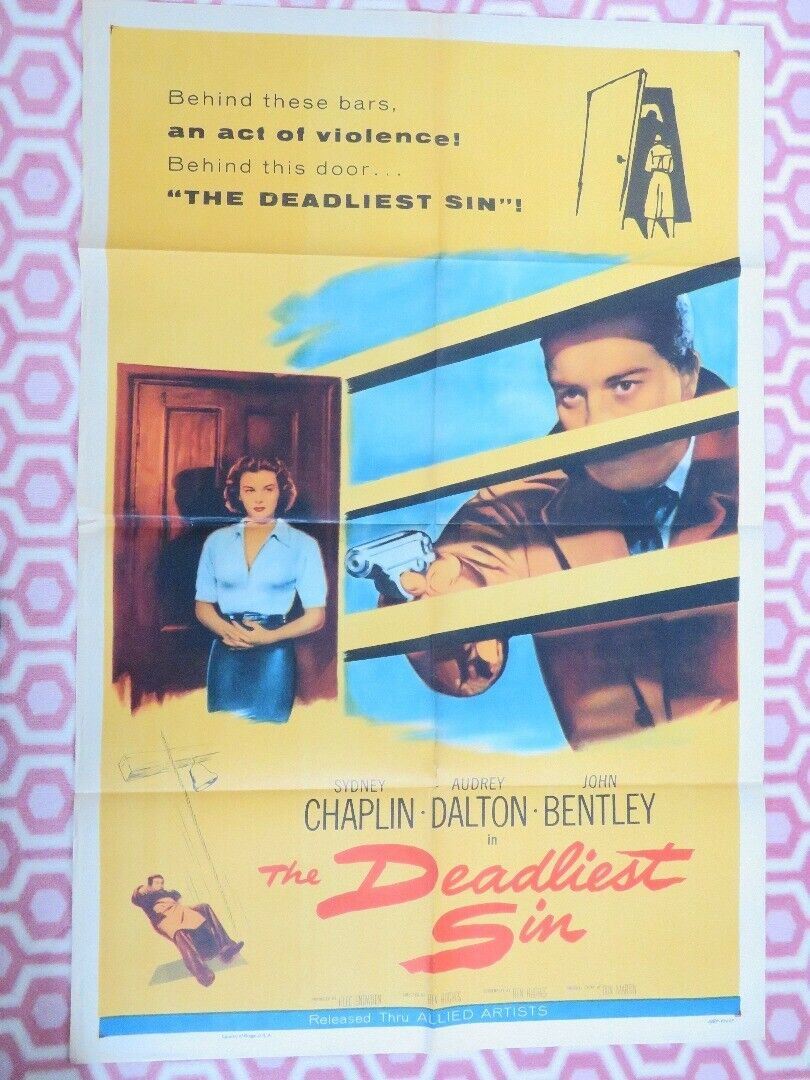 THE DEADLIEST SIN POSTER US ORIGINAL ONE SHEET CONFESSION KEN HUGHES