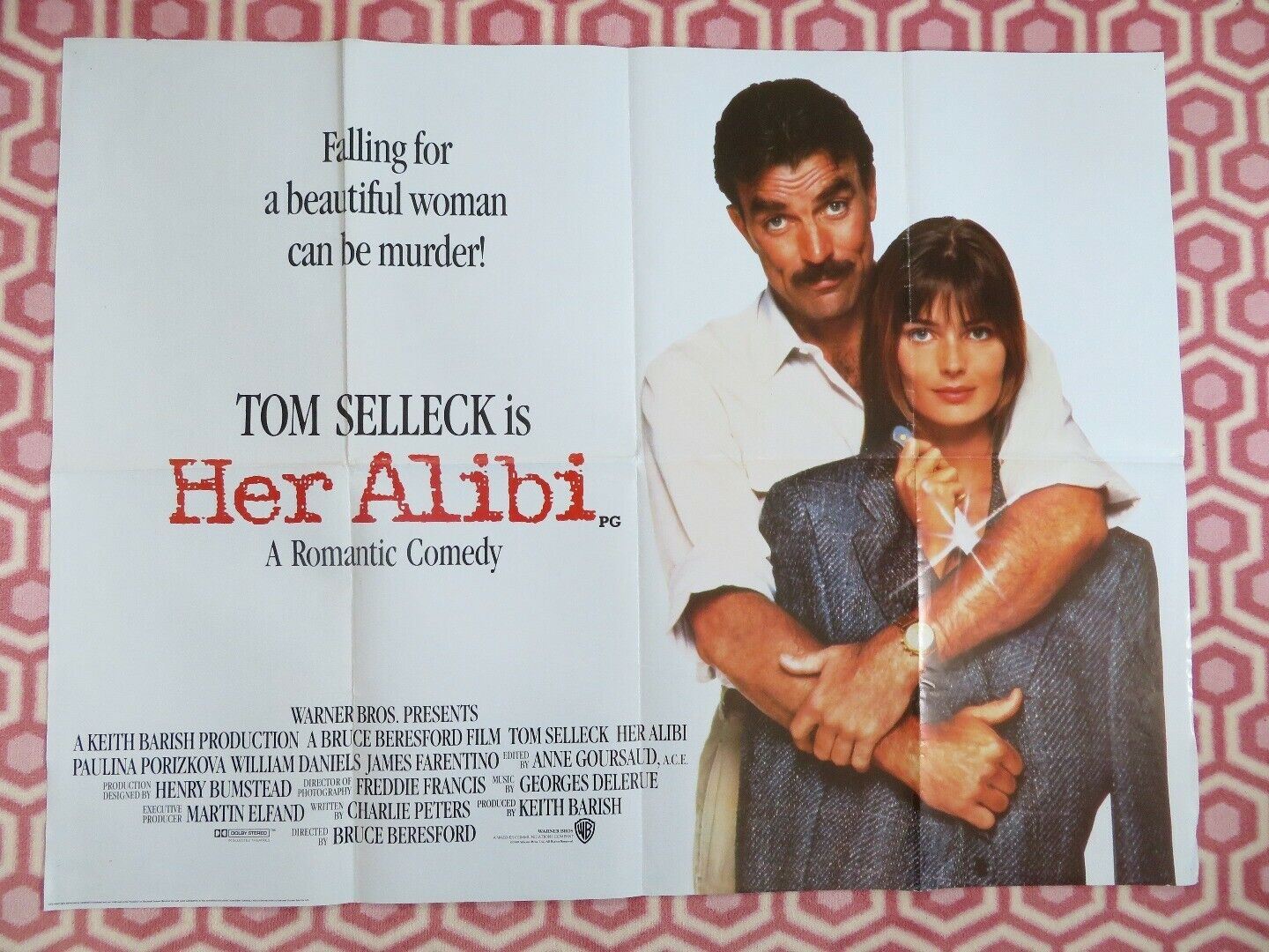 HER ALIBI COMEDY BRITISH ORIGINAL QUAD POSTER TOM SELLECK 1989