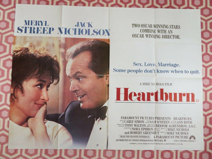 HEARTBURN BRITISH ORIGINAL QUAD POSTER NICHOLSON STREEP NICHOLS 1986