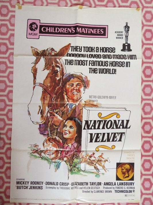 NATIONAL VELVET ONE SHEET POSTER FOLDED MICKEY ROONEY LIZ TAYLOR A LANNSBURY