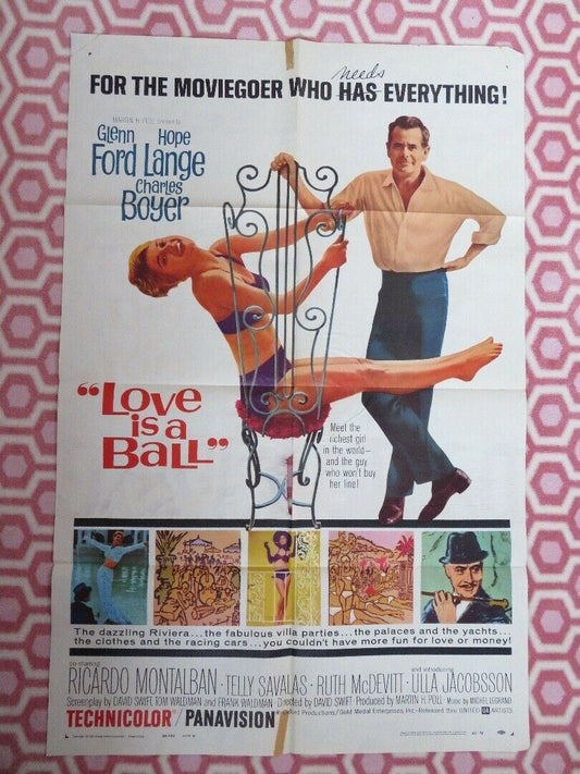 LOVE IS A BALL 1963 US ONE SHEET  POSTER GLEN FORD HOPE LANGE SAVALAS