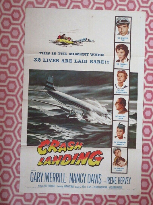 CRASH LANDING 1958 US ONE SHEET POSTER GARY MERRILL NANCY DAVIS RARE