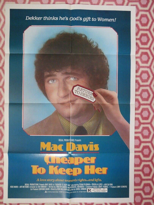 CHEAPER TO KEEP HER ONE SHEET POSTER FOLDED MAC DAVIS TOVAH FELDSHUH COMEDY