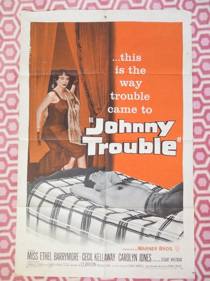 JOHNNY TROUBLE US ONE SHEET POSTER ETHEL BARRYMORE STUART WHITMAN 1957