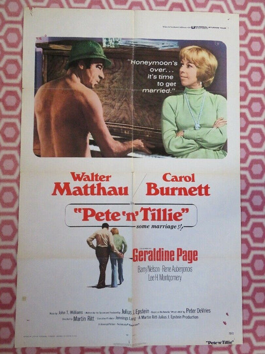 PETE 'N' TILLIE US ONE SHEET POSTER WALTER MATTHAU CAROL BURNETT 1973