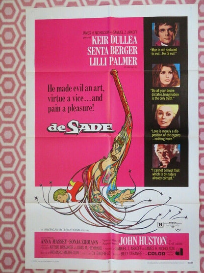 DE SADE US ONE SHEET POSTER KEIR DULLEA SENTA BERGER LILLI PALMER