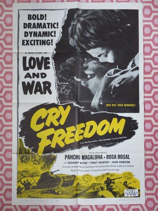 CRY FREEDOM US ONE SHEET POSTER PANCHO MAGALONA ROLF BAYER 1961