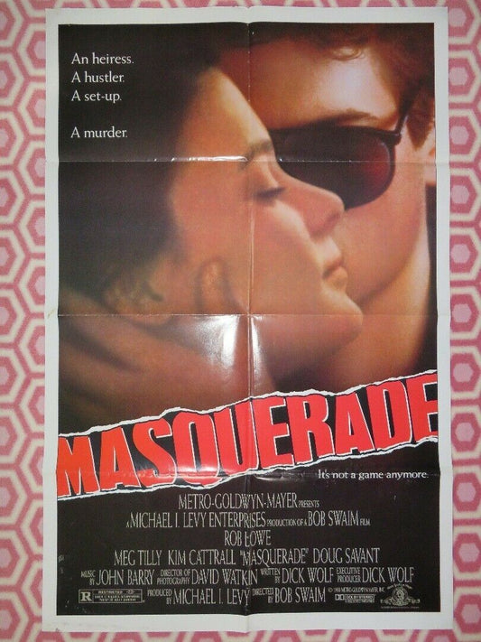 MASQUERADE US ONE SHEET POSTER ROB LOWE MEG TILLY KIM CATTRALL 1988