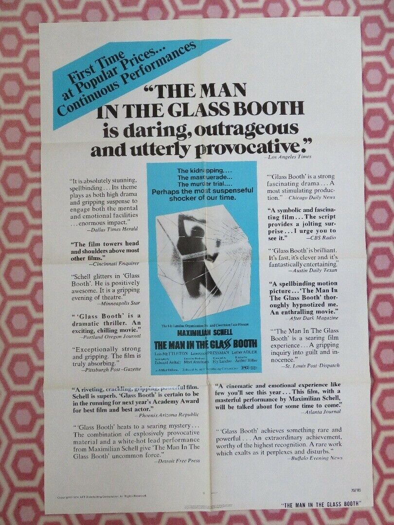 THE MAN IN THE GLASS BOOTH US ONE SHEET POSTER  ARTHUR HILLER 1974