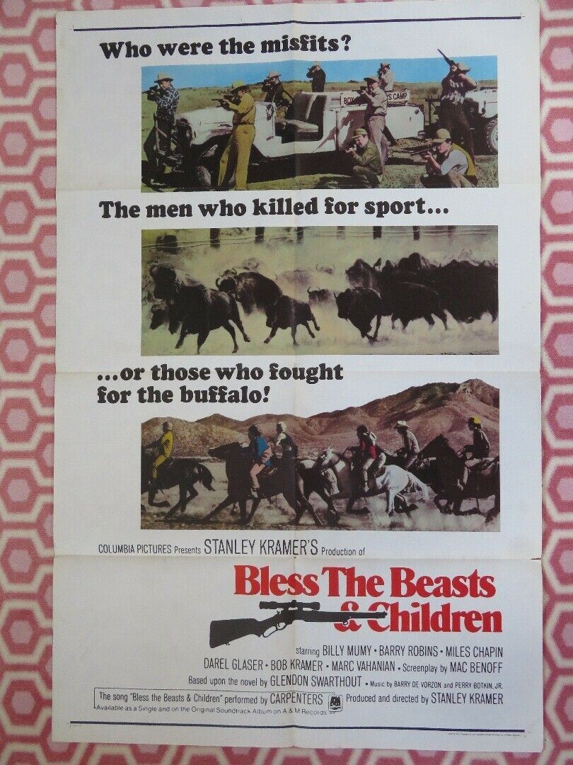 BLESS THE BEASTS & CHILDREN US ONE SHEET (27"x 41") POSTER BILLY MUMY 1971