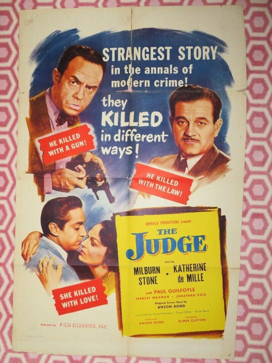 THE JUDGE US ONE SHEET POSTER MILBURN STONE KATHERINE DE MILLE 1949