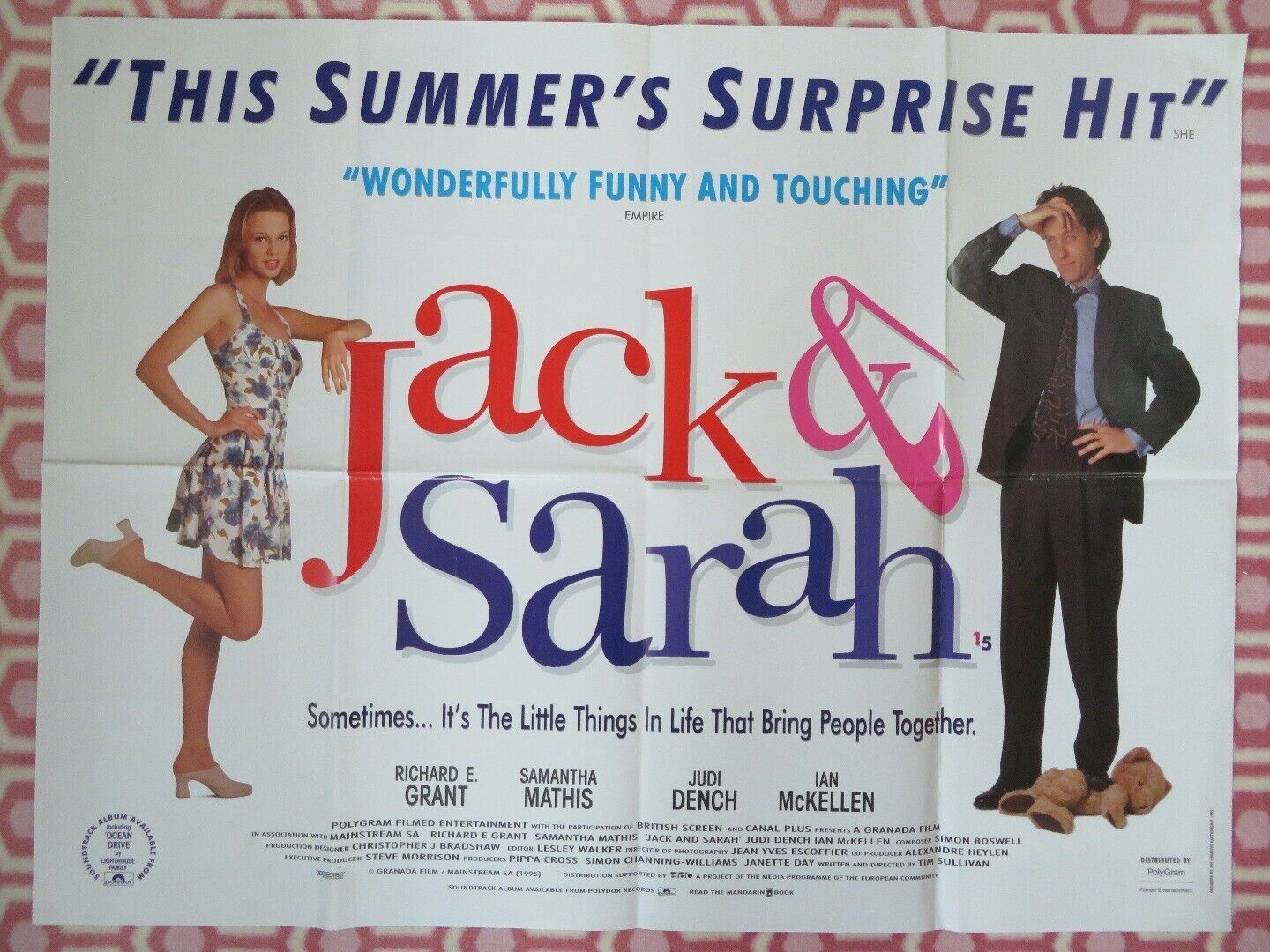 JACK & SARAH BRITISH QUAD (30"x40") POSTER RICHARD E.GRANT SAMANTHA MATHIS 1995