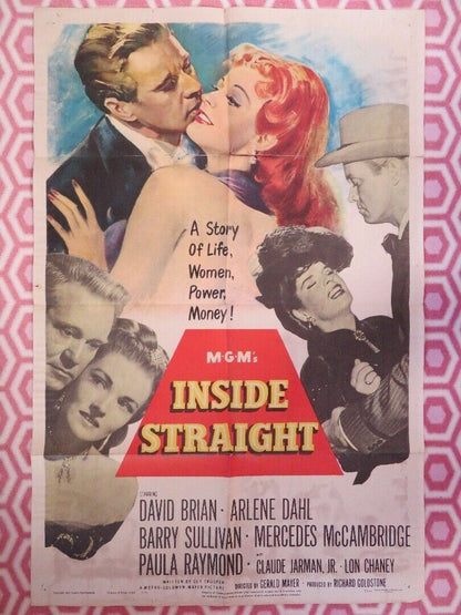 INSIDE STRAIGHT US ONE SHEET POSTER DAVID BRIAN LON CHANEY 1951