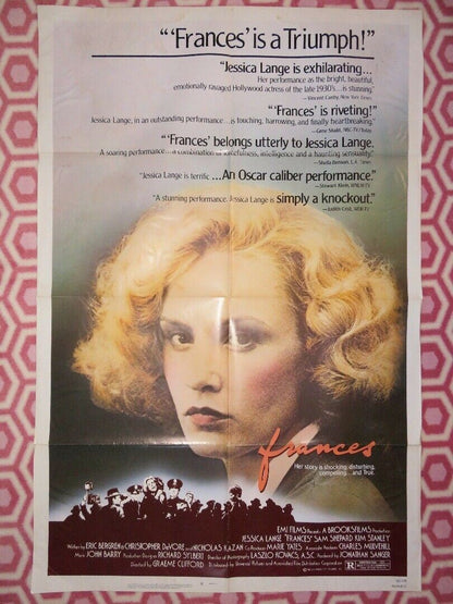 FRANCES US ONE SHEET POSTER JESSICA LANGE SAM SHEPARD KIM STANLEY