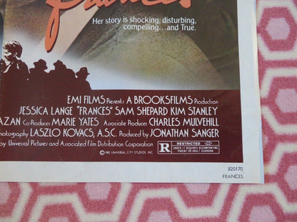 FRANCES US ONE SHEET POSTER JESSICA LANGE SAM SHEPARD KIM STANLEY