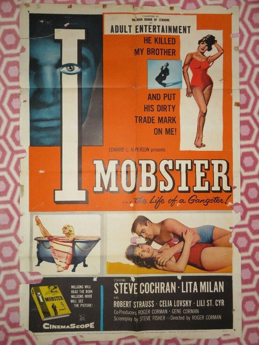 I MOBSTER US ONE SHEET (27"x 41") POSTER  ROGER CORMAN STEVE COCHRAN  LITA MILAN