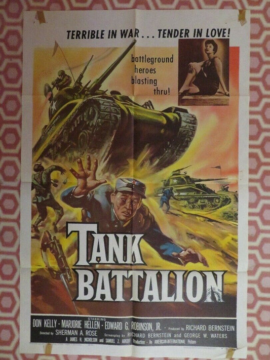 TANK BATTALION US ONE SHEET POSTER DON KELLY MARJORIE HELLEN 1958