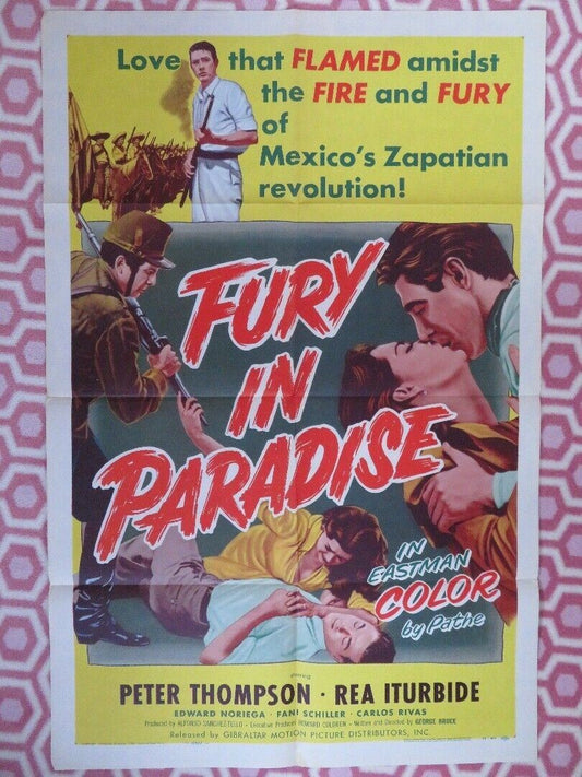 FURY IN PARADISE ONE SHEET FOLDED COLOUR POSTER PETER THOMPSON REA ITURBIDE