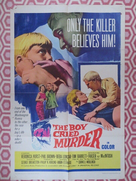 THE BOY CRIED MURDER ONE SHEET POSTER FOLDED VERONICA HURST PHIL BROWN 1966