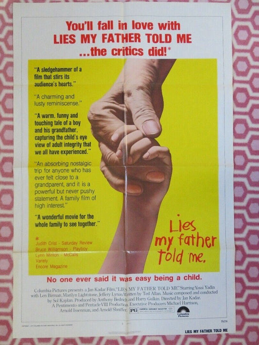 LIES MY FATHER TOLD ME US ONE SHEET POSTER YOSSI YADIN LEN BIRMAN '75