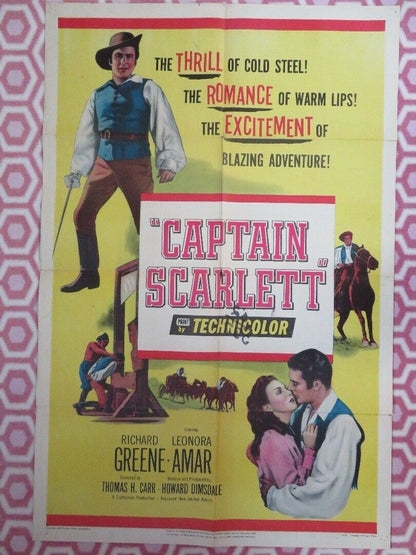 CAPTAIN SCARLETT US ONE SHEET POSTER RICHARD GREENE LEONORA AMARA '52