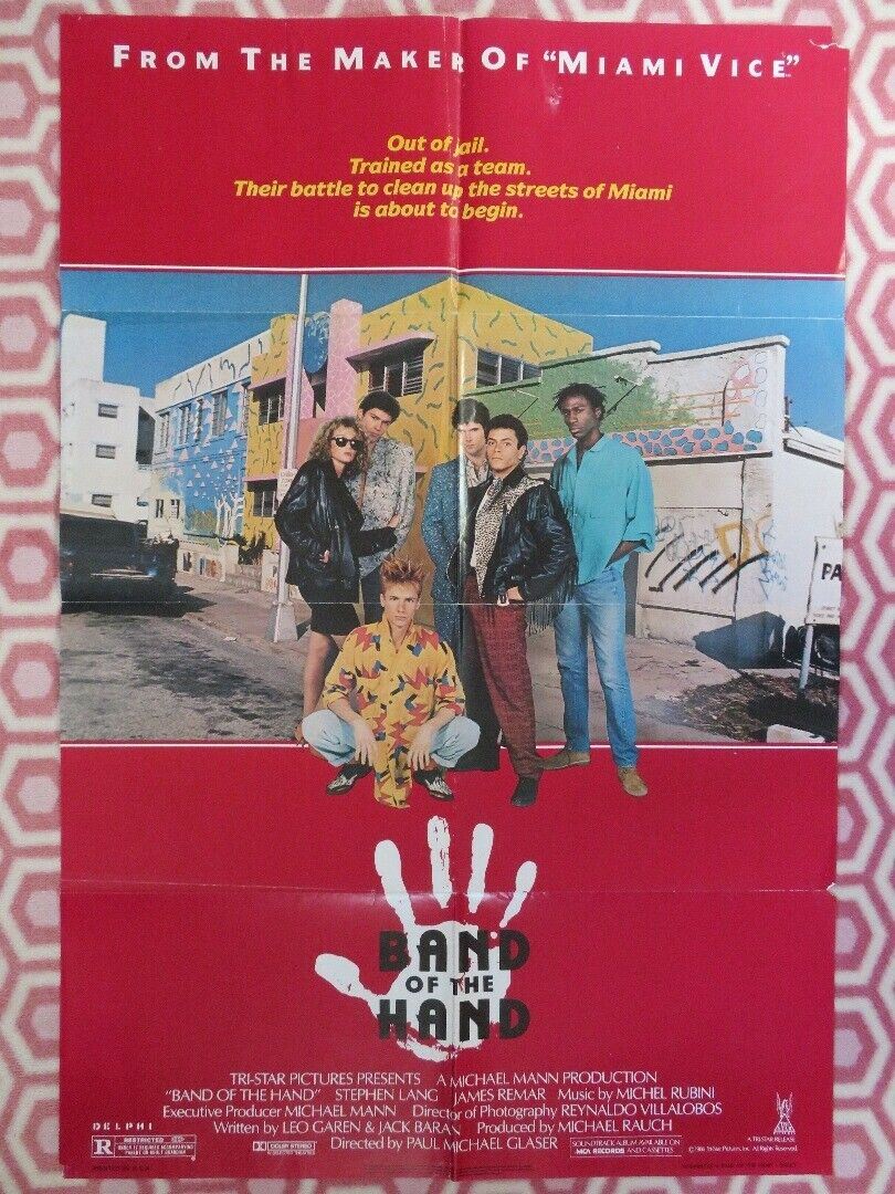 BAND OF THE HAND US FOLDED ONE SHEET POSTER STEPHEN LANG JAMES REMAR 1986