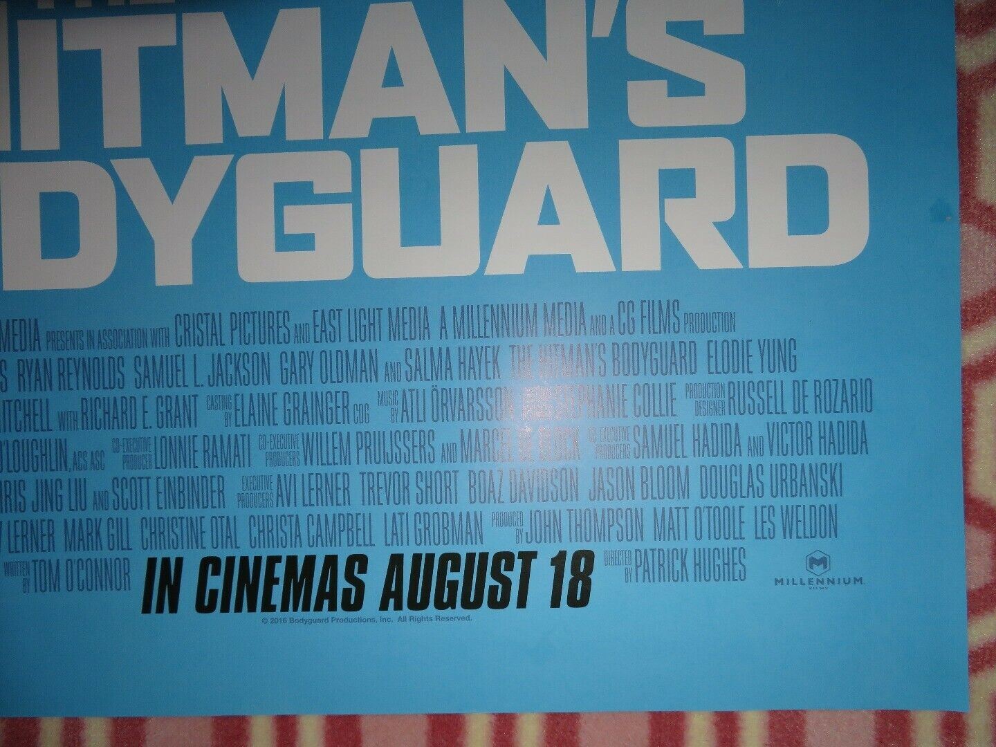 THE HITMANS'S BODYGUARD BRITISH QUAD (30"x 40") ROLLED POSTER RYAN REYNOLDS 2017