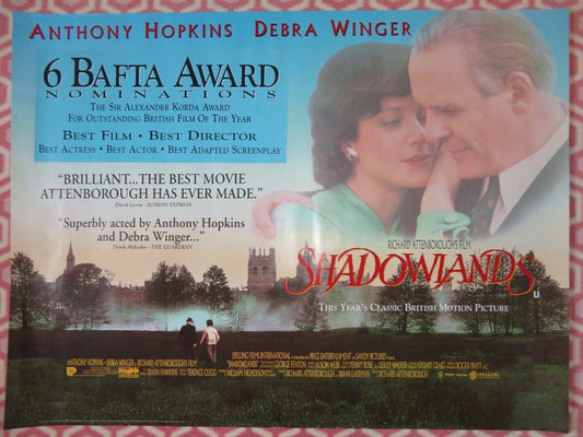 SHADOWLANDS QUAD (30"x 40") ROLLED POSTER ANTHONY HOPKINS DEBRA WINGER 1993