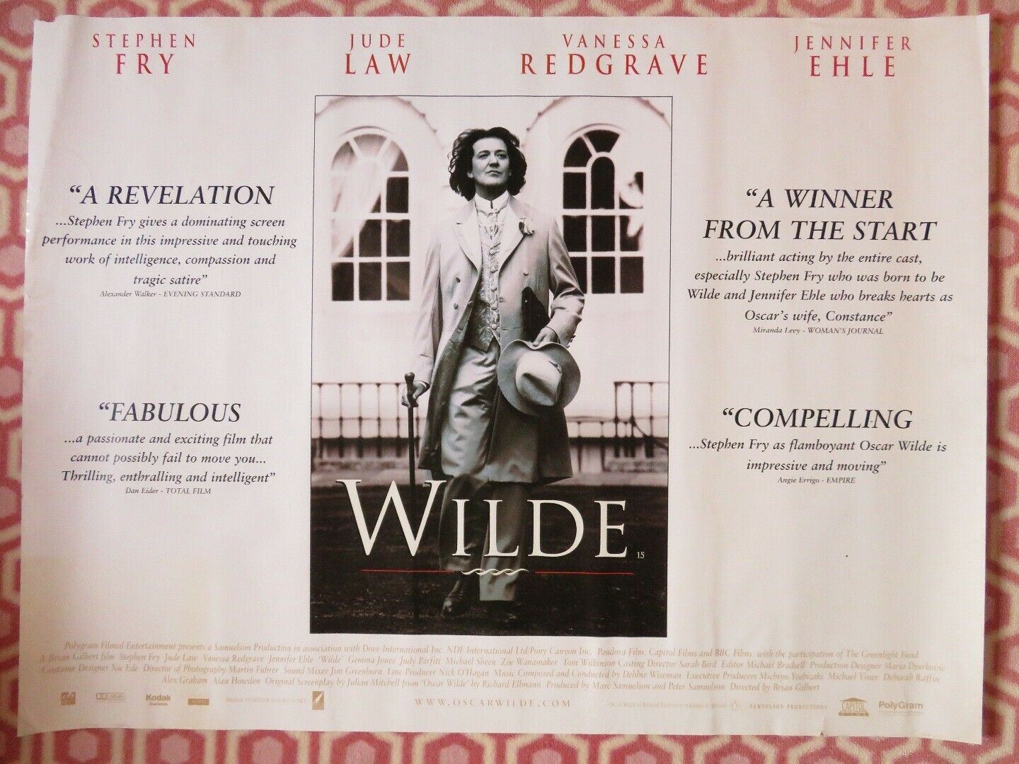 WILDE QUAD (30"x 40") ROLLED POSTER STEPHEN FRY JUDE LAW VANESSA REDGRAVE 1997