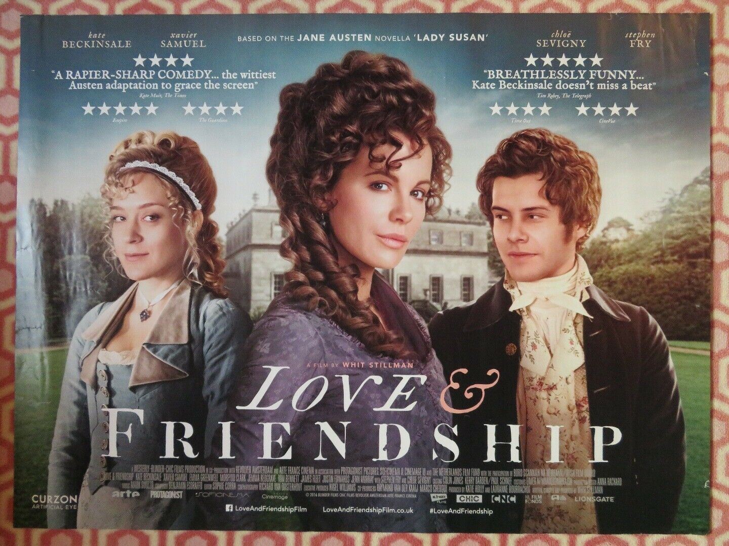 LOVE & FRIENDSHIP QUAD (30"x 40") ROLLED POSTER STEPHEN FRY KATE BECKINGSALE '16