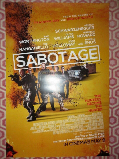 SABOTAGE UK ONE SHEET (27"x 41") ROLLED POSTER ARNOLD SCHWARZENGGER 2014