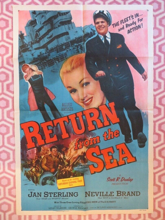 RETURN FROM THE SEA ONE SHEET  POSTER  JAN STERLING NEVILLE BRAND 1954