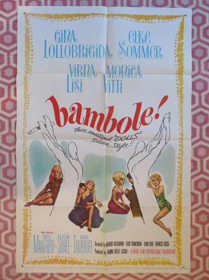 BAMBOLE! THE DOLLS ONE SHEET POSTER FOLDED GINA LOLLOBRIGIDA ELKE SOMMER 1965